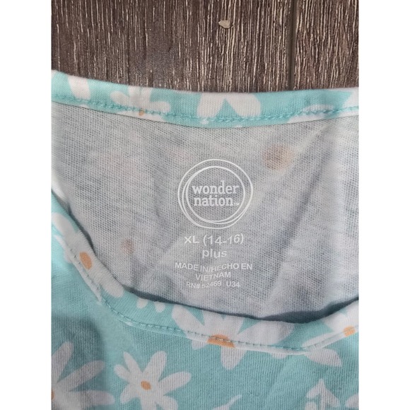 Wonder Nation Girls XL 14-16 Plus Blue Daisy Floral Sleeveless Pocket Dress - Picture 2 of 3